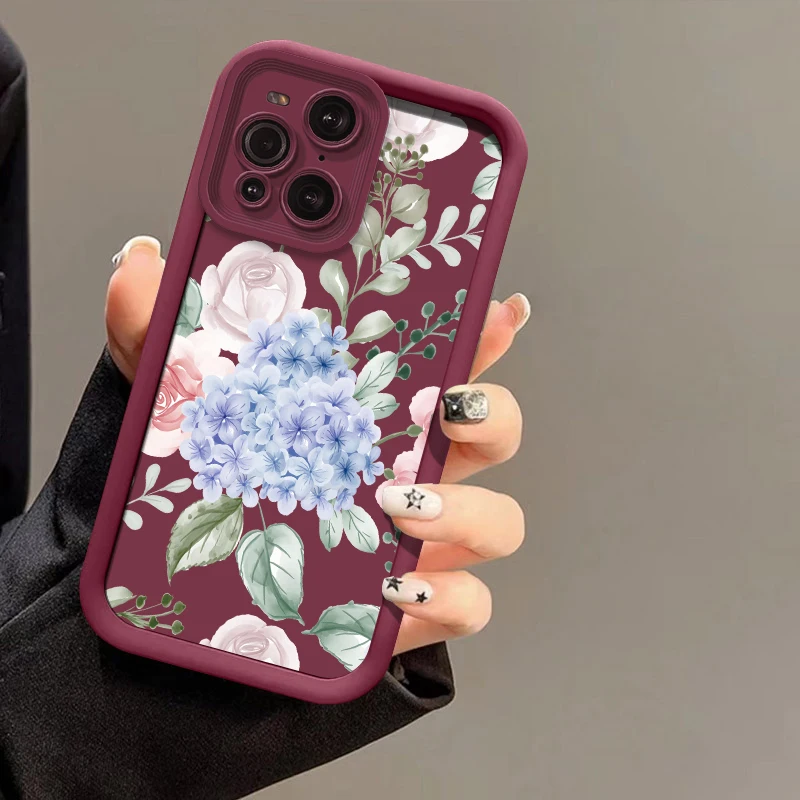 Custodia per telefono opaca in silicone per OPPO Trova X3 Lite X8 X5 Pro F19S F21 F9 F17 F19 Pro Plus Custodia morbida in TPU con motivo floreale di lusso