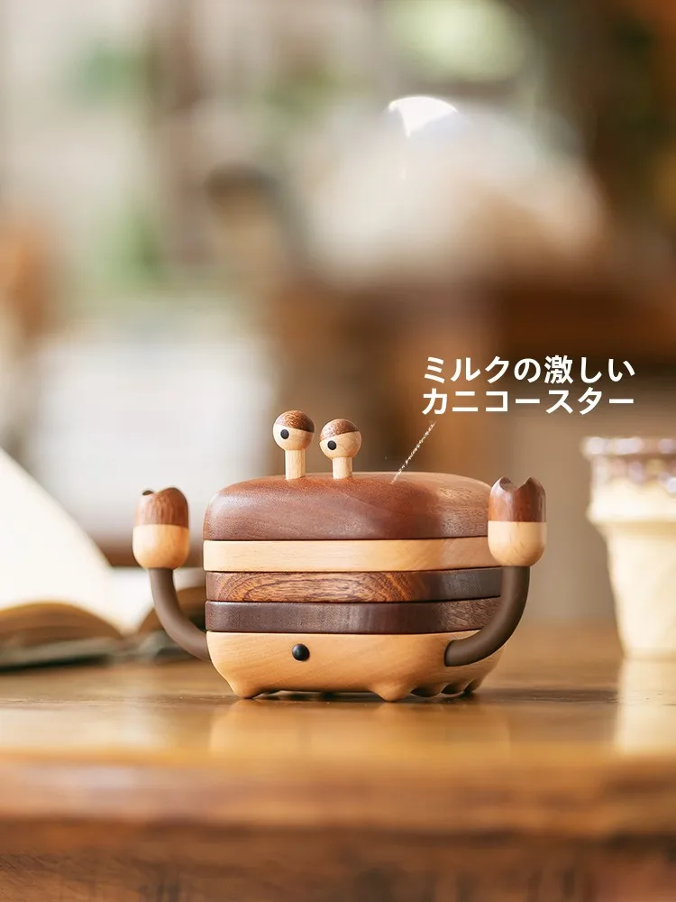 

Креативный коврик-подставка для чашек в форме краба из натурального дерева, термостойкий, теплоизоляционный, для домашнего декора, художественное украшение, идеальный подарок