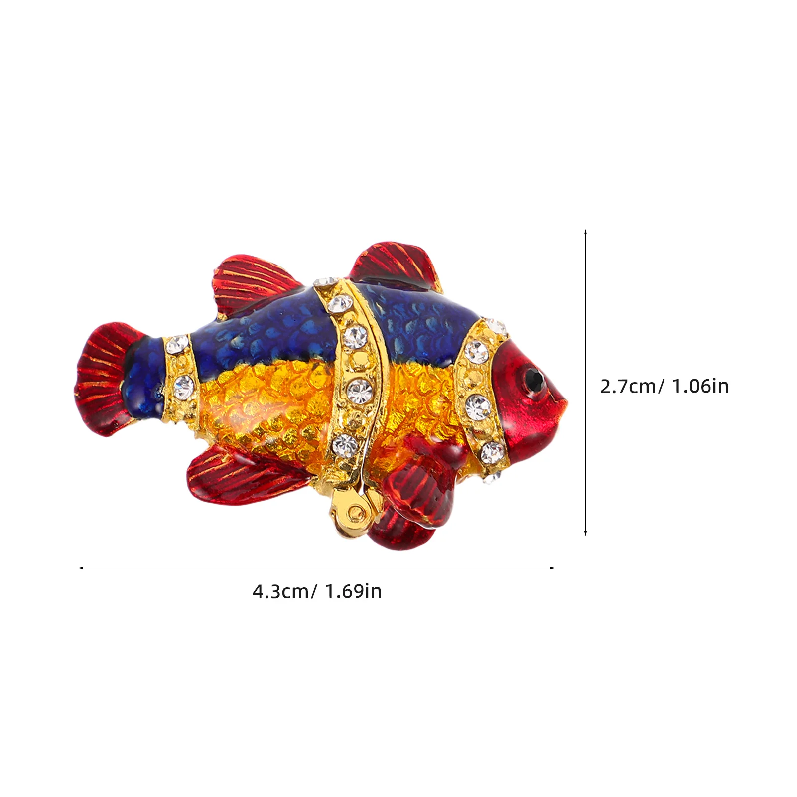 กล่องใส่เครื่องประดับวินเทจรูปปลา ทำจากโลหะผสมสังกะสี ประดับด้วยคริสตัล กล่องเก็บเครื่องประดับขนาดเล็ก ที่ใส่แหวน ที่เก็บต่างหู กล่องเก็บของที่ระลึกตกแต่ง