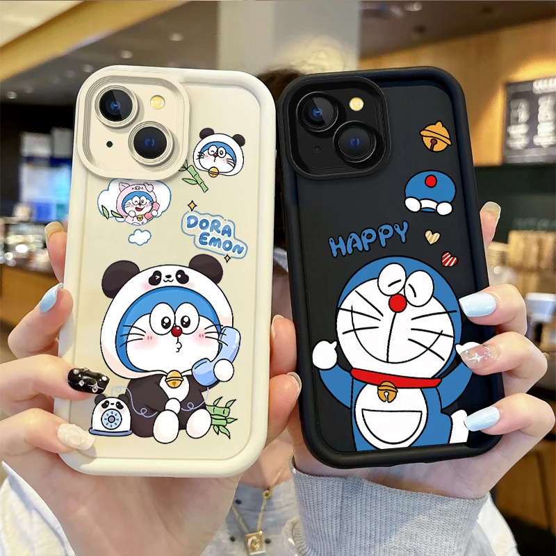 Happy Doraemon Phone Case For iPhone 15 14 13 12 11 Pro Max 15 14 8 7 6 Plus X XS Max 8 7 6 Cartoon Dustproof iPhone Back Covers