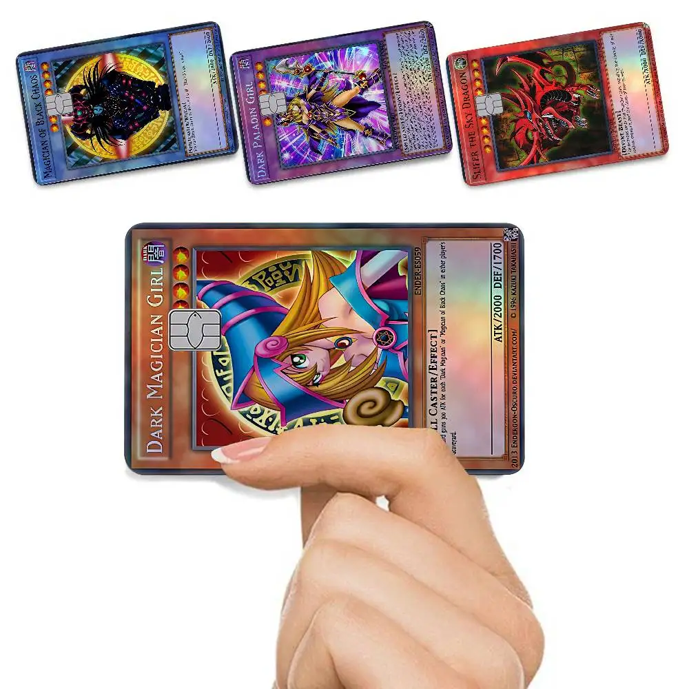 Anime Yu-Gi-Oh Yugi 4 Stück/Set holografische Laser-Kreditkartenaufkleber, schillernd, wasserfest, passend für alle Standard-Bankkarten