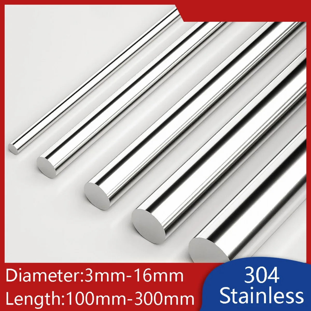 Stainless Steel Rod Round Bar High-Quality Solid 304 Metal Rods Long Cylindrical Pin 100mm 200mm 300mm Length