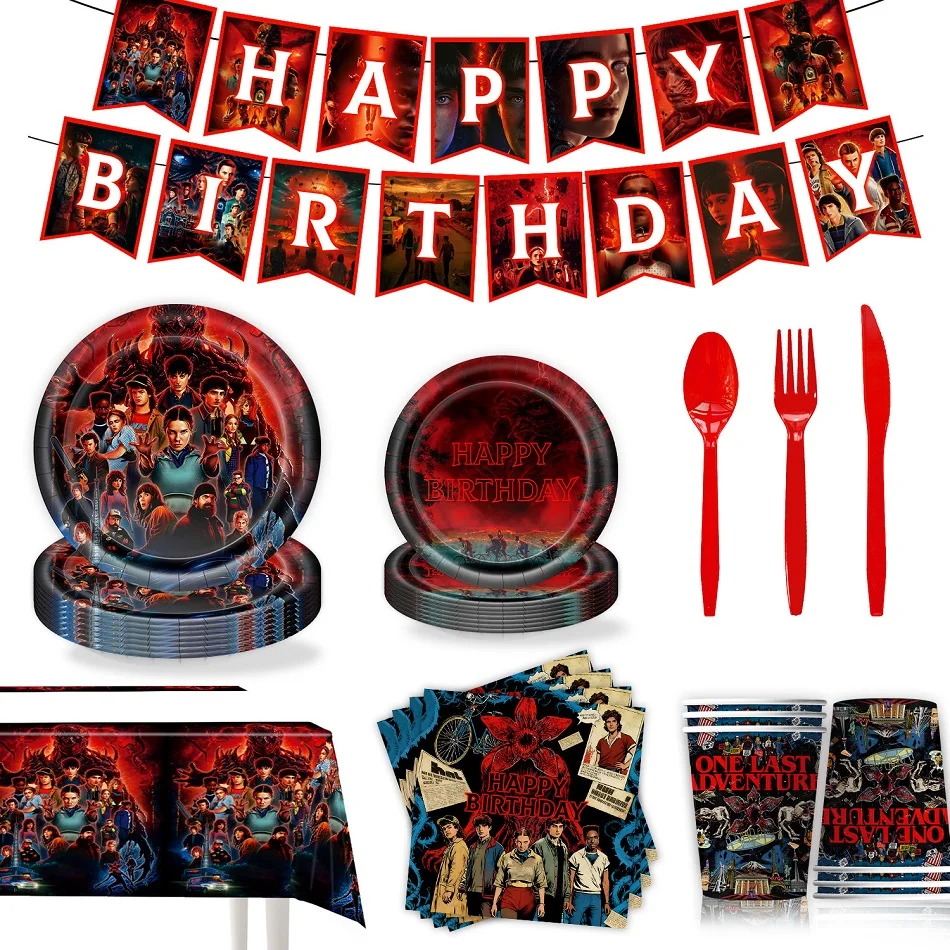 Stranger Things Staffel 5 Partyzubehör Geburtstagsdekorationsset mit Banner, Ballons und Hängedekorationen für Jungen- und Mädchen-Themenpartys – Detail 2