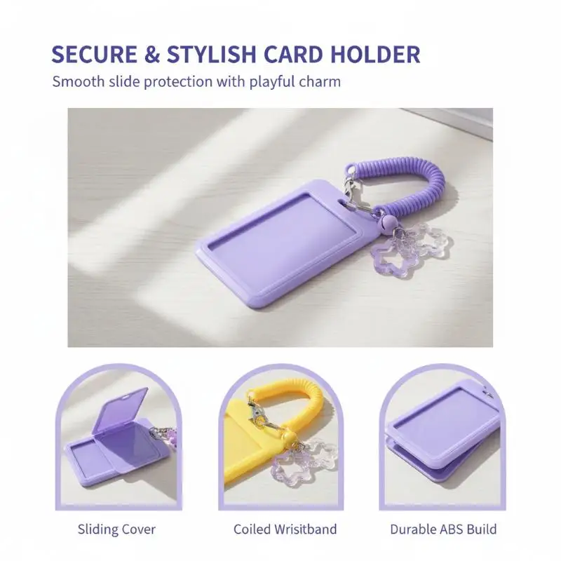 Colorful Star-Shaped Retractable Plastic ID Card Holder With Keychain. Cute And Practical, Suitable For Bus Cards, Campus ID
