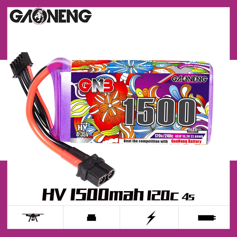 GNB-batería Lipo Original para Dron de carreras, pieza de repuesto de 1500mAh, 120c/240c, para helicóptero de control remoto, cuadricóptero, FPV, XT60, 15,2 V, 4s