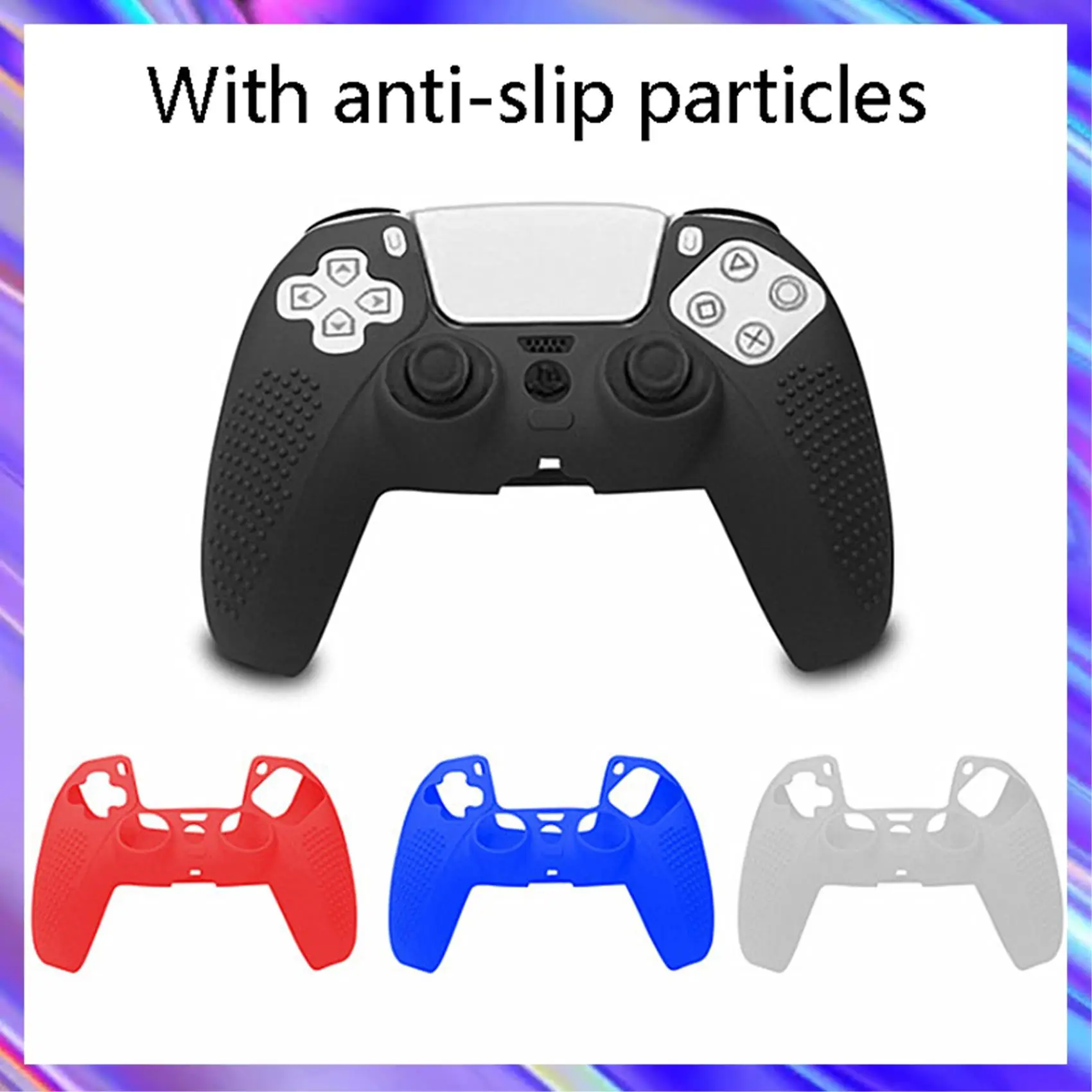 M09K 2X Für PS5 Game Controller Silikon Schutzhülle Für PS5 Rutschfeste Griffabdeckung (Schwarz)