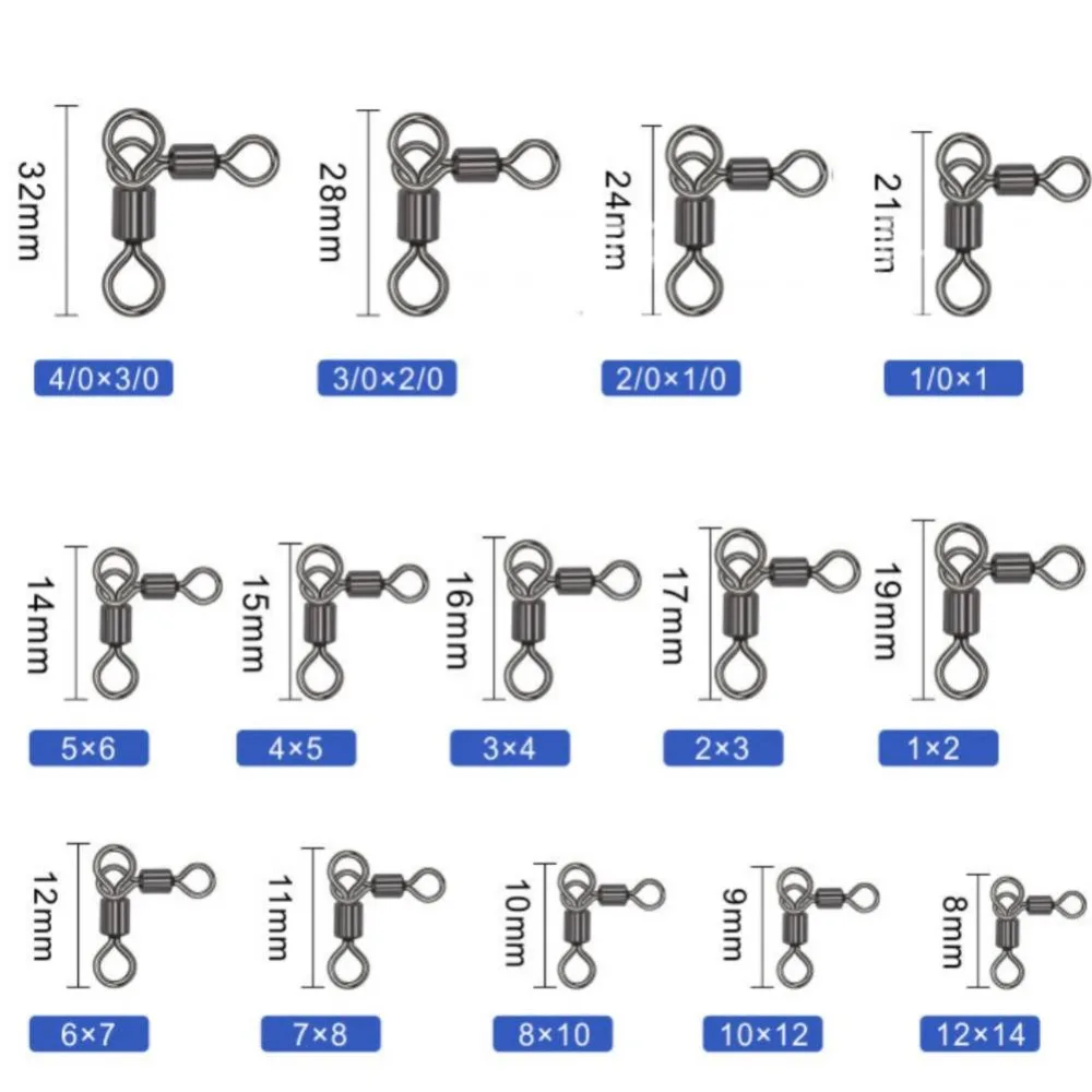 THKFISH ตกปลาหมุน 360 หมุน 3 WAY Swivels ตกปลา Crossline หมุน Heavy Duty อุปกรณ์ตกปลา