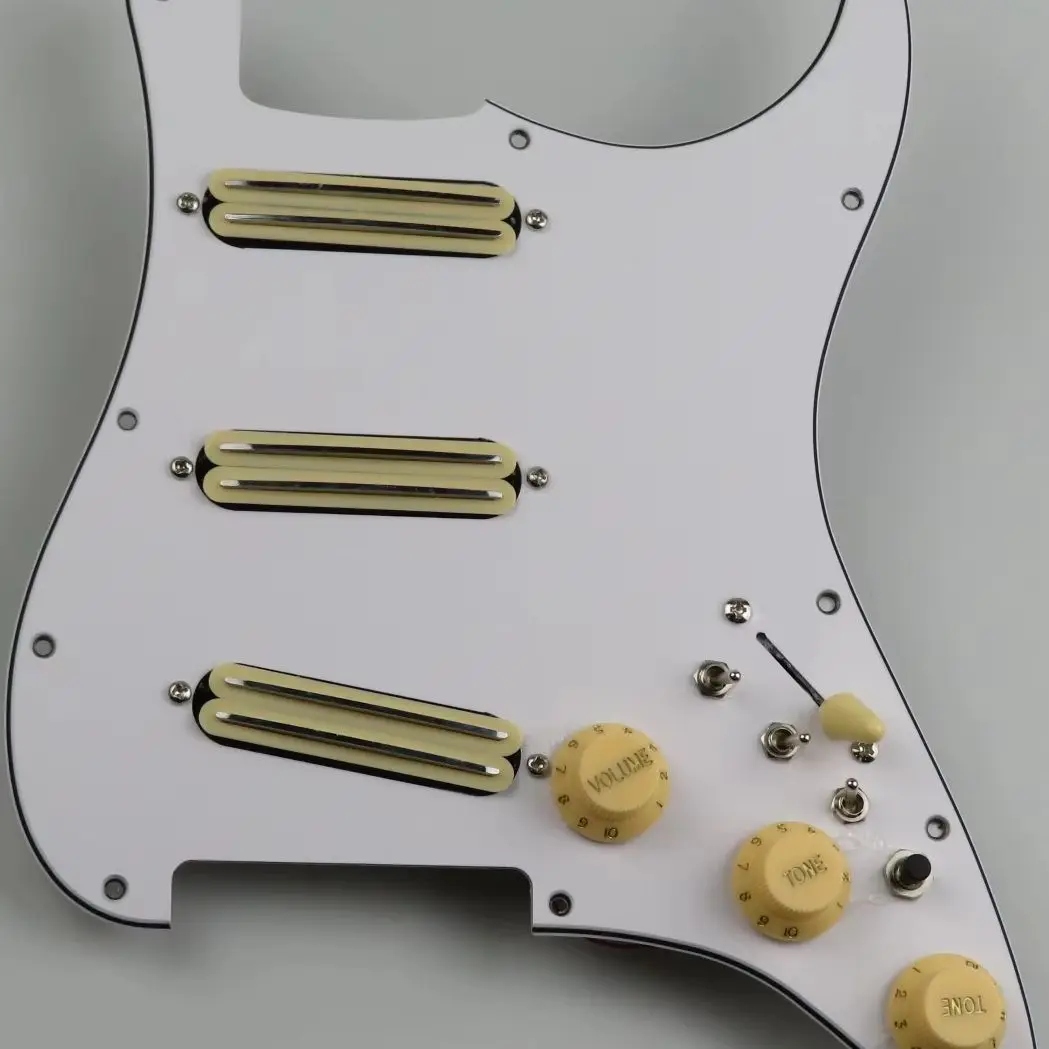 Loaded Pre-Wired Str/at Pickguard White 3 Ply Surface 3 Rail Single Pickups Full Wiring Assembly ST Electric Guitar
