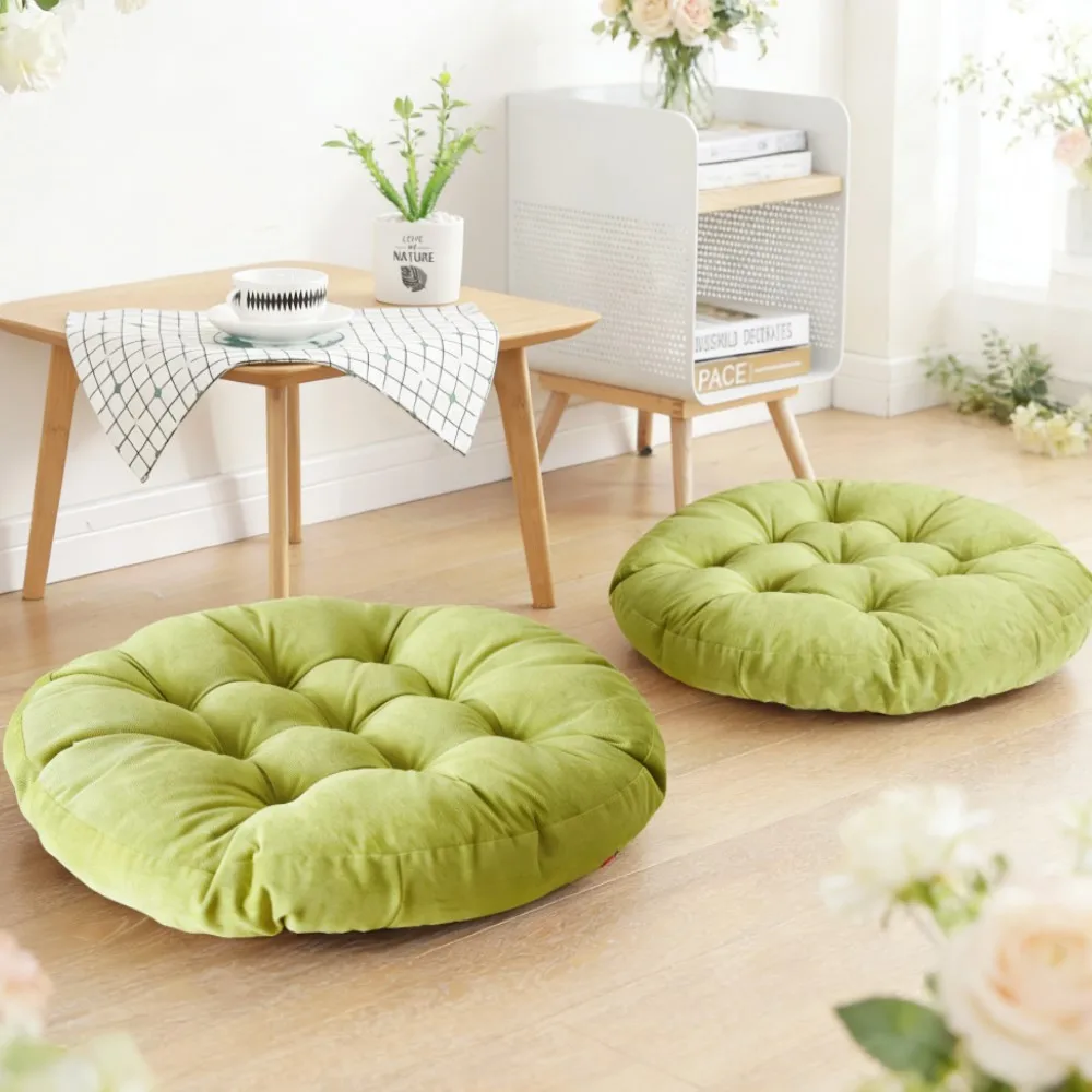 Green Large Round Floor Seat Cushion Thickened Tufted Tatami Mat Pad Ottoman Pouf Futon Chair Seat Meditation Seating Pillow 방석