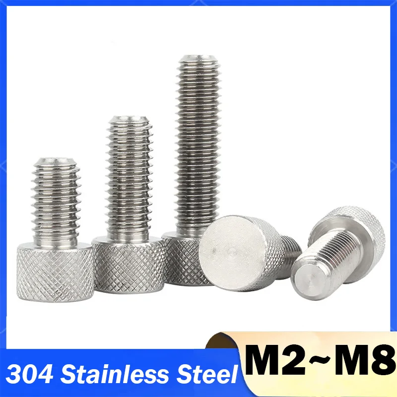 Parafusos de polegar m2 m2.5 m3 m4 m5 m6 m8 304 cabeça knurl de aço inoxidável apertar parafuso redondo ajuste mão parafuso
