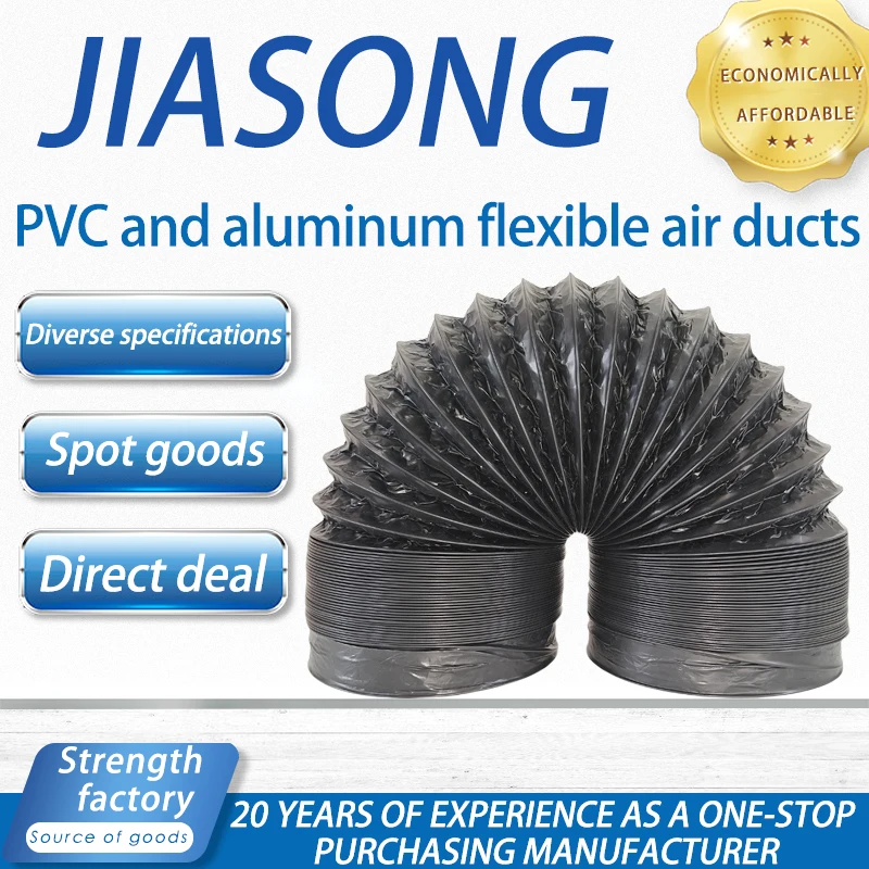 Black Exhaust Flexible Duct with Venting Aluminum Hose, Range Hood Ventilation Fan Hose, Ventilation Pipe, Flexible Aluminum Duct, Four-Layer Protection for Heating, Cooling, Ventilation, and Exhaust Pipes, Hvac Ducting, Fresh Air System, Hvac Engineering Use, Aluminum Foil Pvc Composite Hose, Ventilation Fan, Exhaust Fan, Bathroom Heater, Kitchen, Bathroom, Fresh Air Exhaust, Exhaust