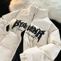 2024 y2k hip-hop nuevo abrigo de invierno cálido para mujer abrigo de invierno nuevo suelto bufanda gruesa abrigo de algodón parka abrigo de burbuja corto plumón