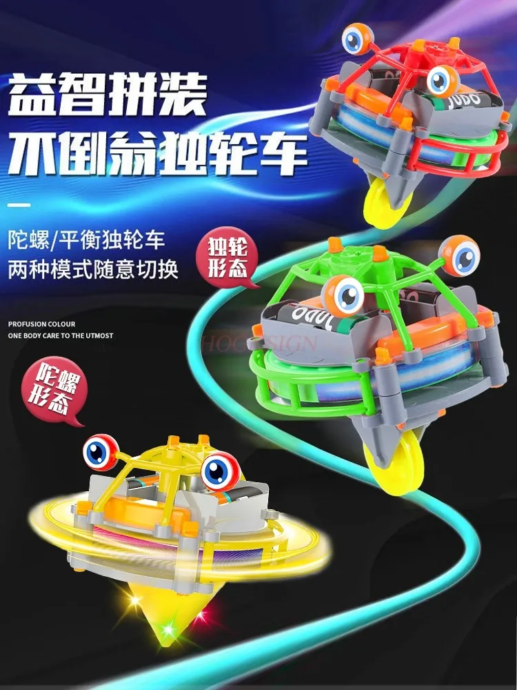 A spinning wheel, a spinning wheel, a suspended wire walking robot, an electric gyroscope, and a children's toy