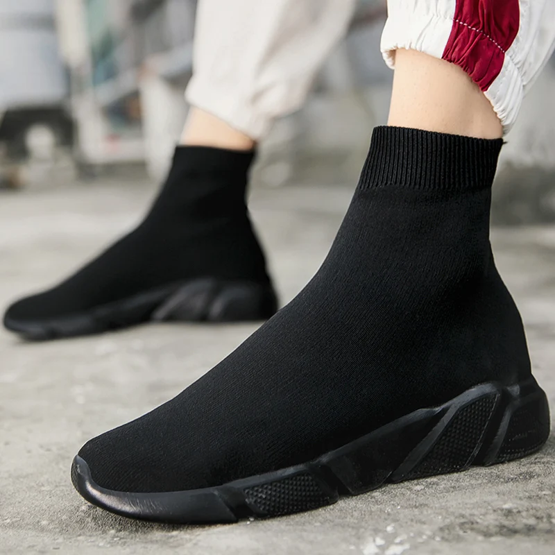 

Fashion Black Men's Socks Sneaker Plus Size 47 Lightweight Breathable Sock Casual Shoes Men Couples High Top Sneakers For Men