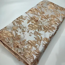 New Design Gold Brocade Jacquard African Lace Fabric 2024 High Quality French Nigerian Organza Lace Fabric For Dress LJK2403A