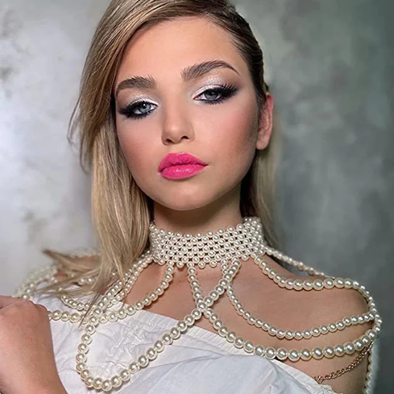 Body Chain Jewelry Women's Pearl Shawl Sexy Tassels Bra Chain Birthday Party  Explosions Foreign Trade Night Club Body Jewelry