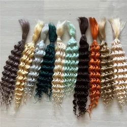 Good Quality Pure Curly Mohair For Reborn Baby Doll OB11 Dolls Wig Light Golden Green Colors BJD Dolls Wigs Hair Accessory
