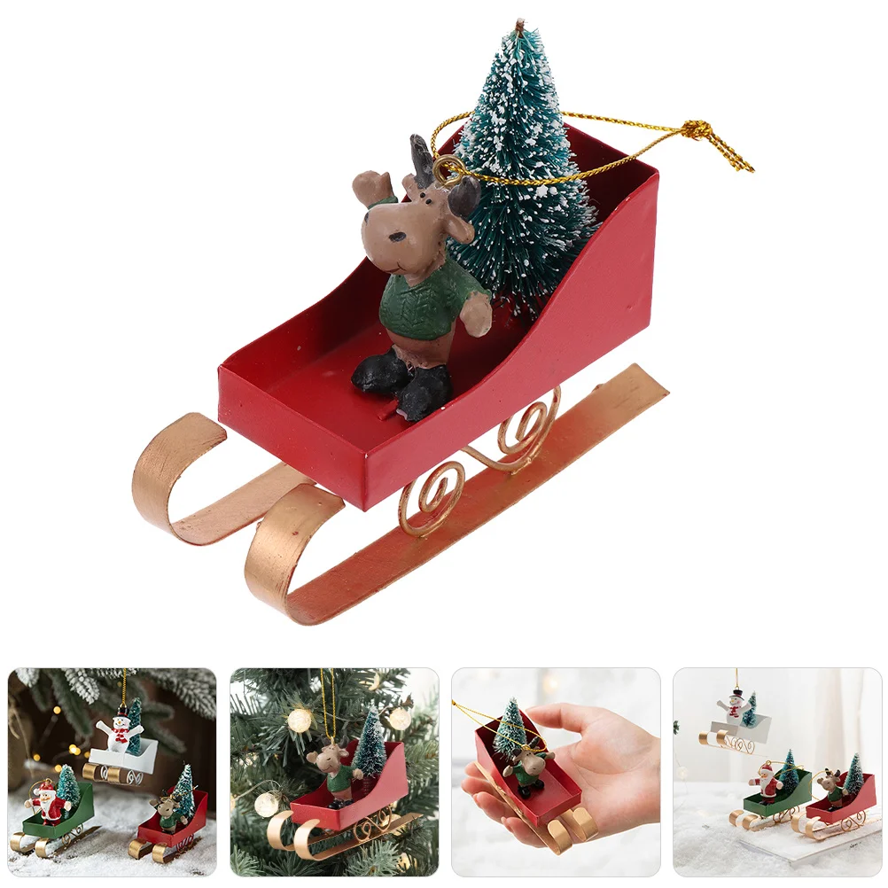 

Sled Ornament Christmas Hanging Wall Decoration Small Decorated Sleigh Ornaments Mini