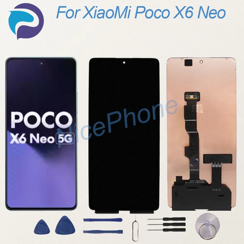 New And Tested For XiaoMi Poco X6 Neo LCD Display Screen Touch Panel Digitizer MZB0GGWIN, 2312FRAFDI Poco X6 Neo Screen Display
