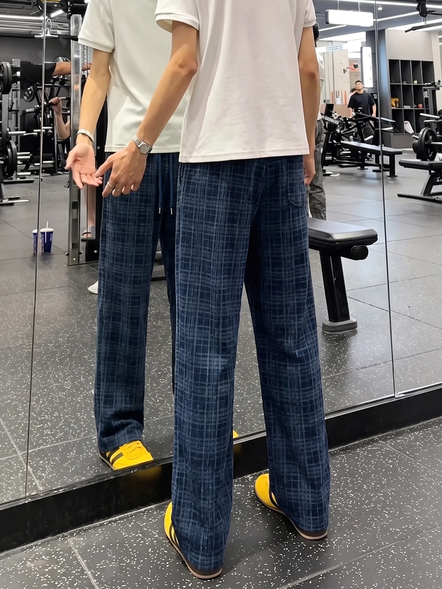 Cleanfit Light Blue Gradient Tie Dye Straight Leg Pants Men's Summer Lightweight Breathable Casual Sports Long Trousers