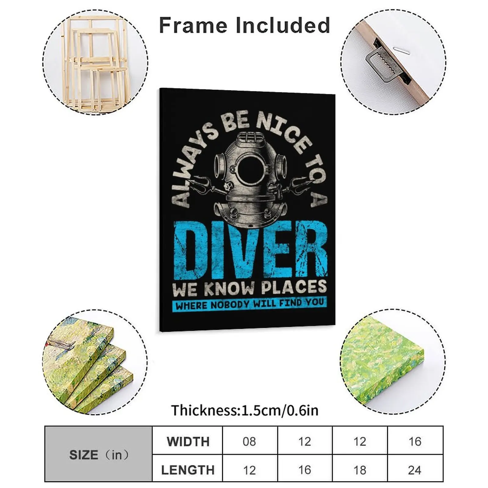 Always Be Nice To A Diver Canvas Painting Garage Pub Pub Plates Printing Kitchen Framed Wall Paintings