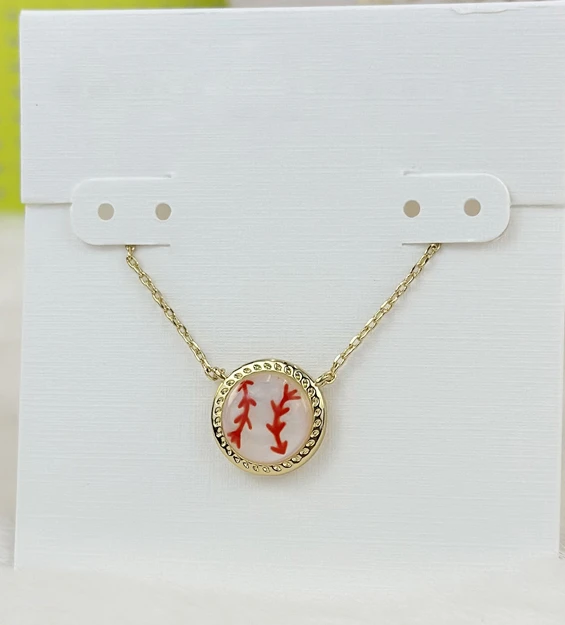 

VKVVA Ivory Mother-of-Peal Baseball Short Pendant Necklace for Girl Women Trendy Fashion Jewelry for Unique Gifts birthday Party