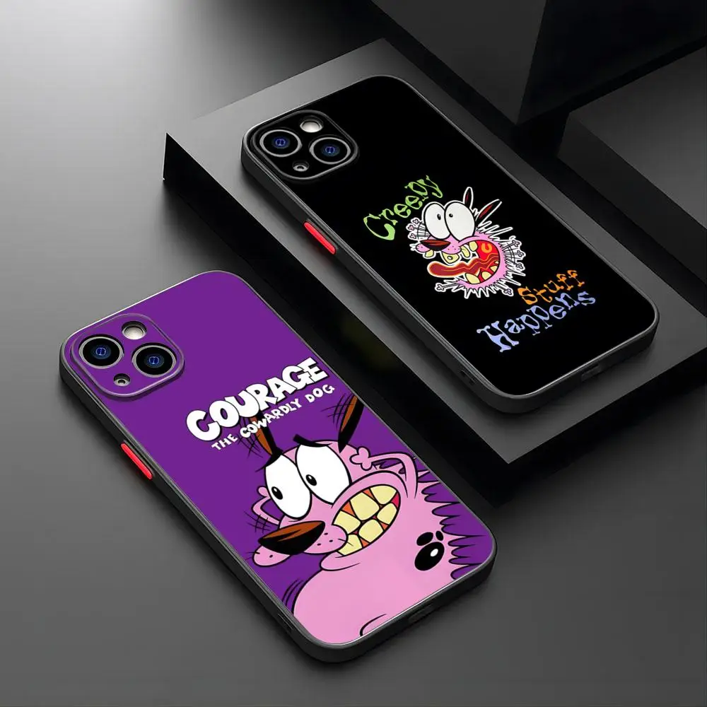 

Dog-Courage-The-Cowardly Phone Case For IPhone 15 Pro Max 14 Pro 13 11 12 Mini Xs X Xr 7 8 Plus Se Matte Translucent Back Cover