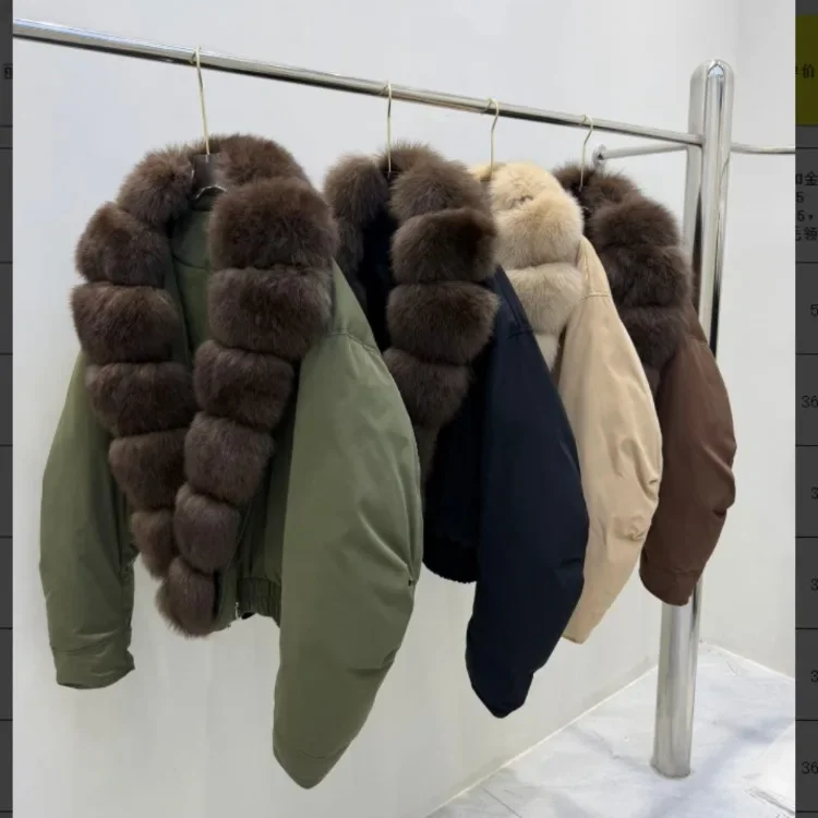 OFTBUY Natural Fox Fur Collar White Duck Down Jacket Winter Warm Thick Windproof Luxury Streetwear Women New Winter Clothin