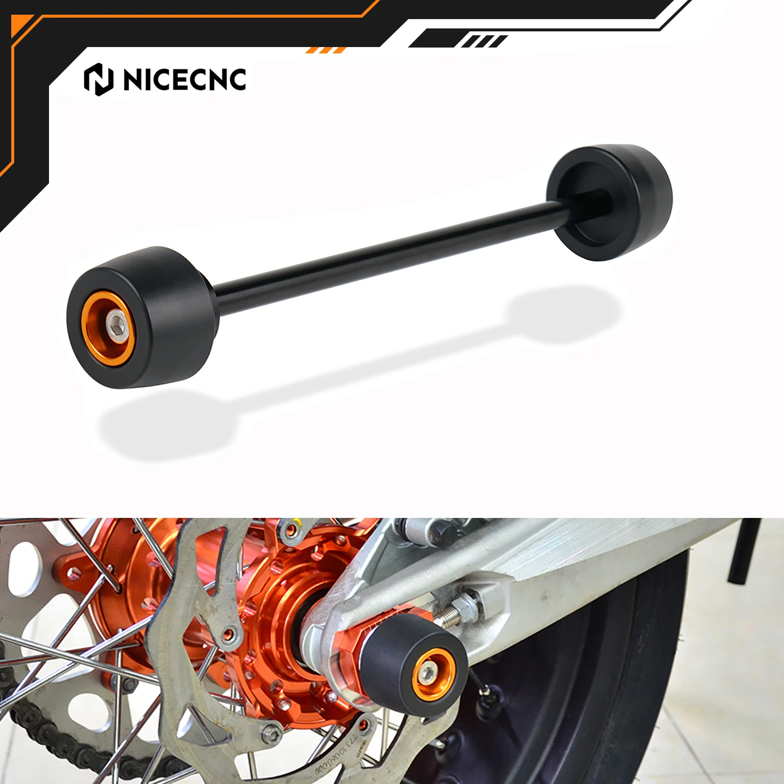 NICECNC For KTM EXC 300 EXC-F 350 XCW 500 XCF-W 450 2004-2023 For HUSQVARNA TE300 GasGas EC300 Rear 20mm Axle Slider Crash Pads