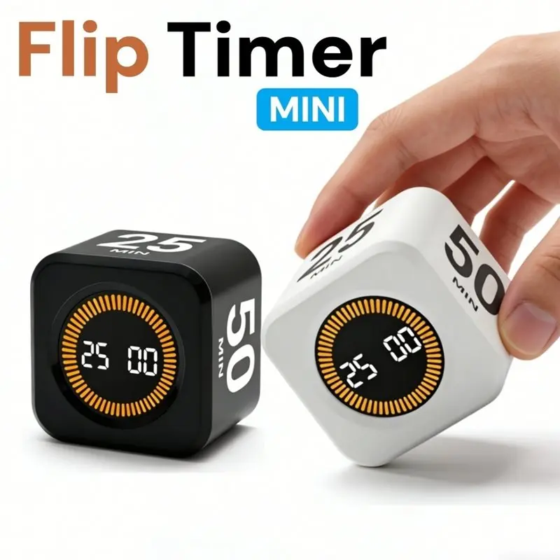 AB46-Rotating Pomodoro Timer Preset Desk Productivity Flip Timer,ADHD Tool Cube Countdown Stopwatch For Study,Kitchen Work