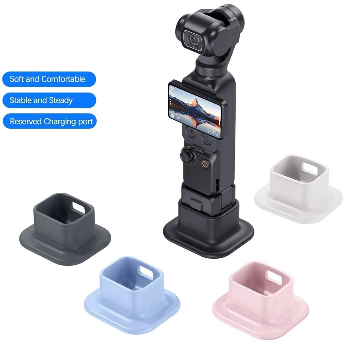 Anti-Slip Base for Pocket 3 /4 Silicone Non-Slip Desktop Support Brackets Extension Base for Handheld Gimbal Black