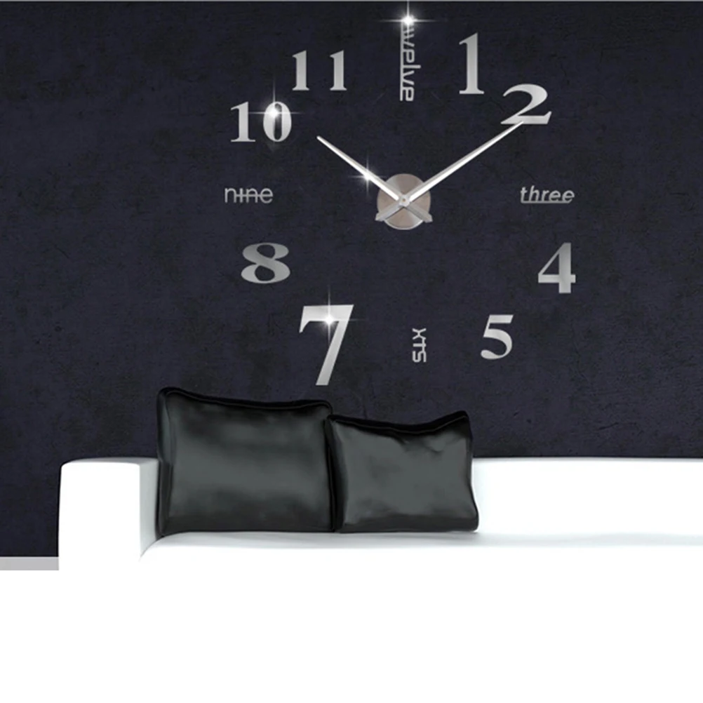 

Acrylic Mirror Clock DIY Wall Framless Classroom Without Office Decorative Modern
