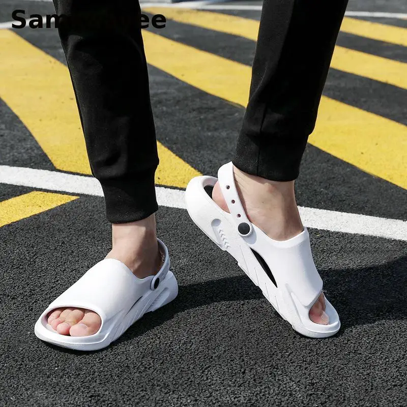 40-51 męskie sandały letnie chodaki męskie buty na plażę solidne wsuwane antypoślizgowe miękkie dno oddychające obuwie outdoorowe y19