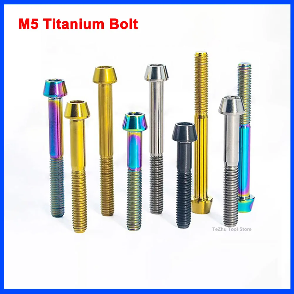 1Pcs Titanium Bolt M5 x 30 35 40 45 50 65mm Allen Key Taper Head Bolt Screw For Bicycle Stem Seatpost