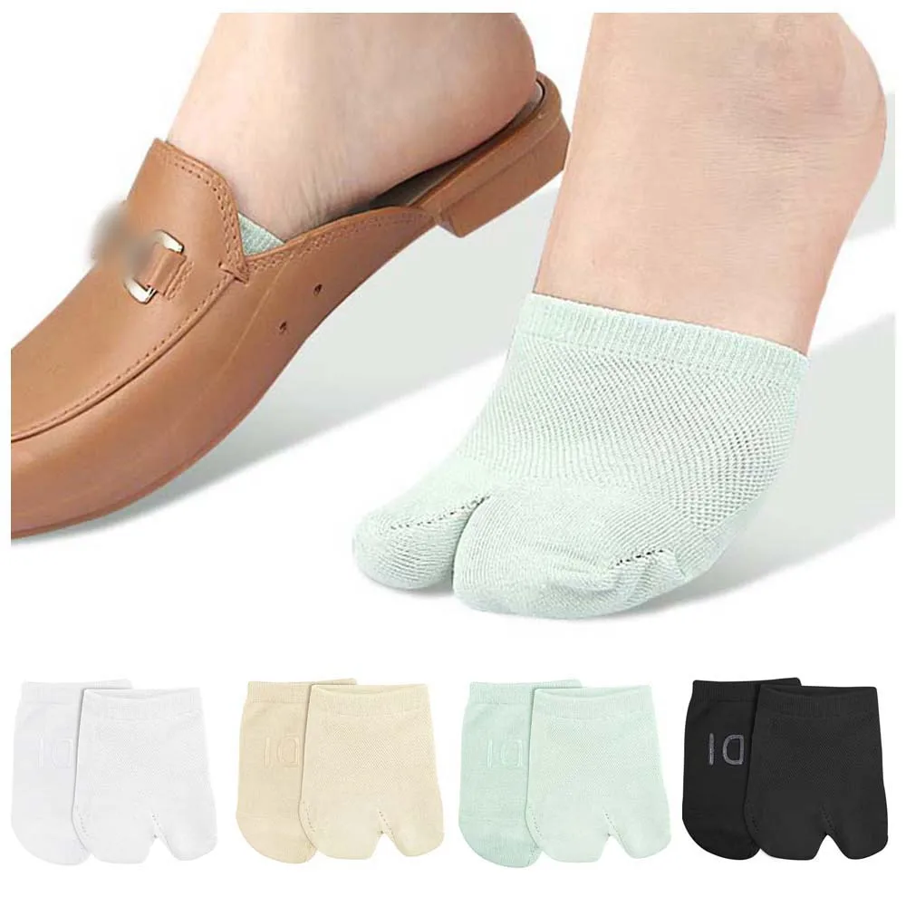 Elastic Toe Valgus Corrector Forefoot Socks Solid Color Foot Care Toe Separator Socks Invisible Cotton Half Palm Socks Travel