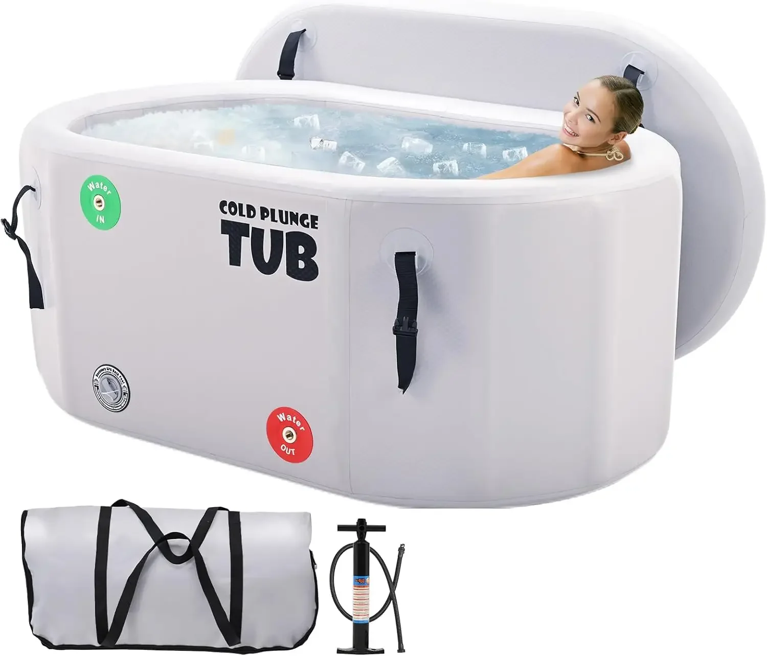 Portable Ice Bath Tub for Athletes,198 Gal Inflatable Cold Plunge Tub Compatible with Water Chiller, Foldable Freestanding Batht