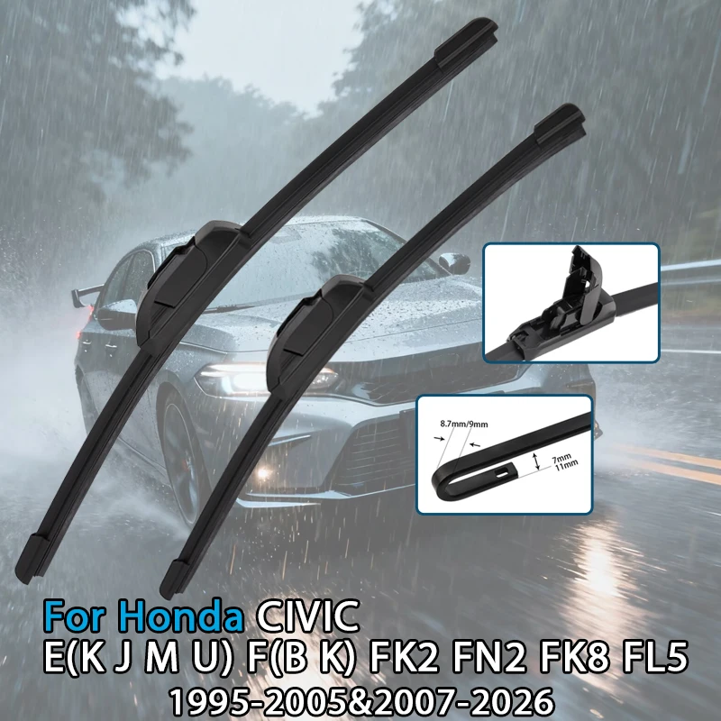

Car Wiper Blade For Honda CIVIC E(K J M U) F(K2 B K D) 1995-2026 Windshield Rubber Refill Front Window Wiper Auto Accessorie
