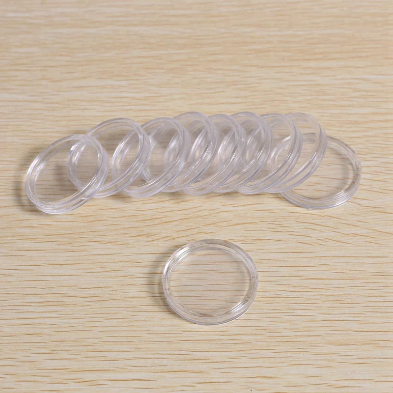 100 Pcs Small Round Transparent Plastic Coin Capsules Box 33Mm