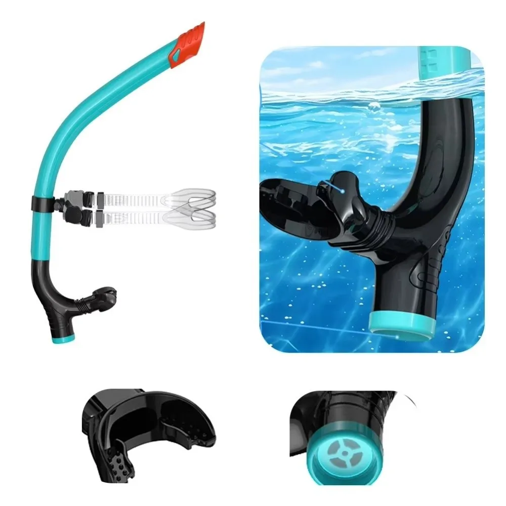 Silicone Mouthpiece Swimming Snorkel One-Way Purge Valve Semi-Dry Top Front Snorkel Snorkel Tube Front Dry Design