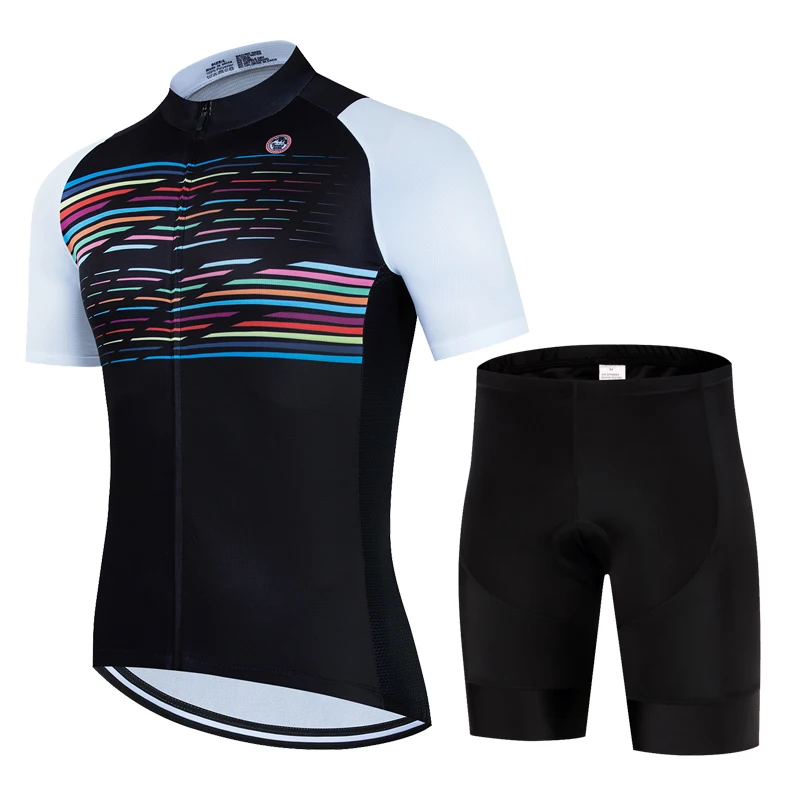 New cycling clothing summer men's bicycle short sleeve set highway mountain bike breathable top clothing