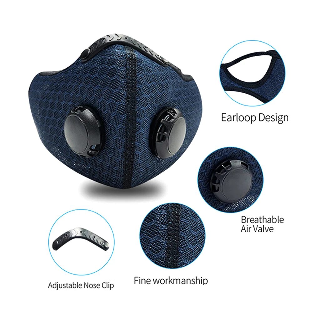 Tcare ciclismo máscara facial com filtro pm2.5 anti-poluição máscara de ciclismo carvão ativado válvula de respiração bicicleta boca boné mascarilla
