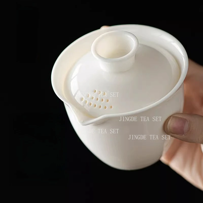 Ceramic Filter Handheld Pot Sheep Fat Jade Soaked Tea Cup Household Large High-end Filter Fair Cup Tea Ceremony Accessories