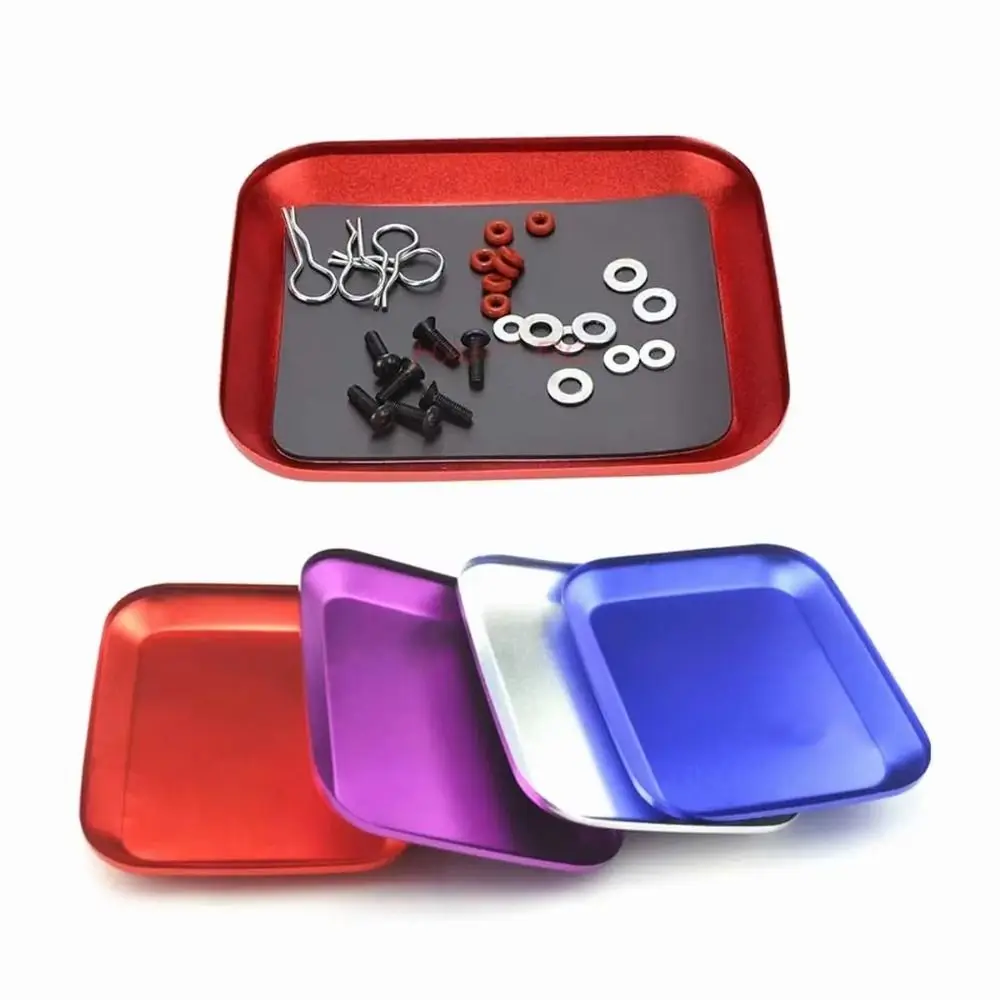 2PCS With Magnetic Pad Magnetic Screw Tray Plate Aluminum Alloy Multipurpose Mini Screw Mat Tray Small Practical