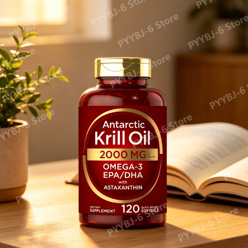 

Антарктическое масло криля 2000 мг Омега-3 EPA DHA с астаксантином: Антиоксидант и поддержка ежедневного здоровья для взрослых, 120 мягких капсул