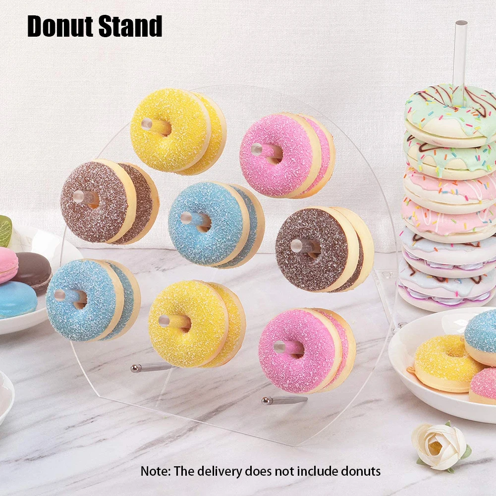 Wedding Party Reusable Baby Shower Wall Display Stable Clear Acrylic Holder Donut Stand Ring Small Item Storage Rack Home Hotel