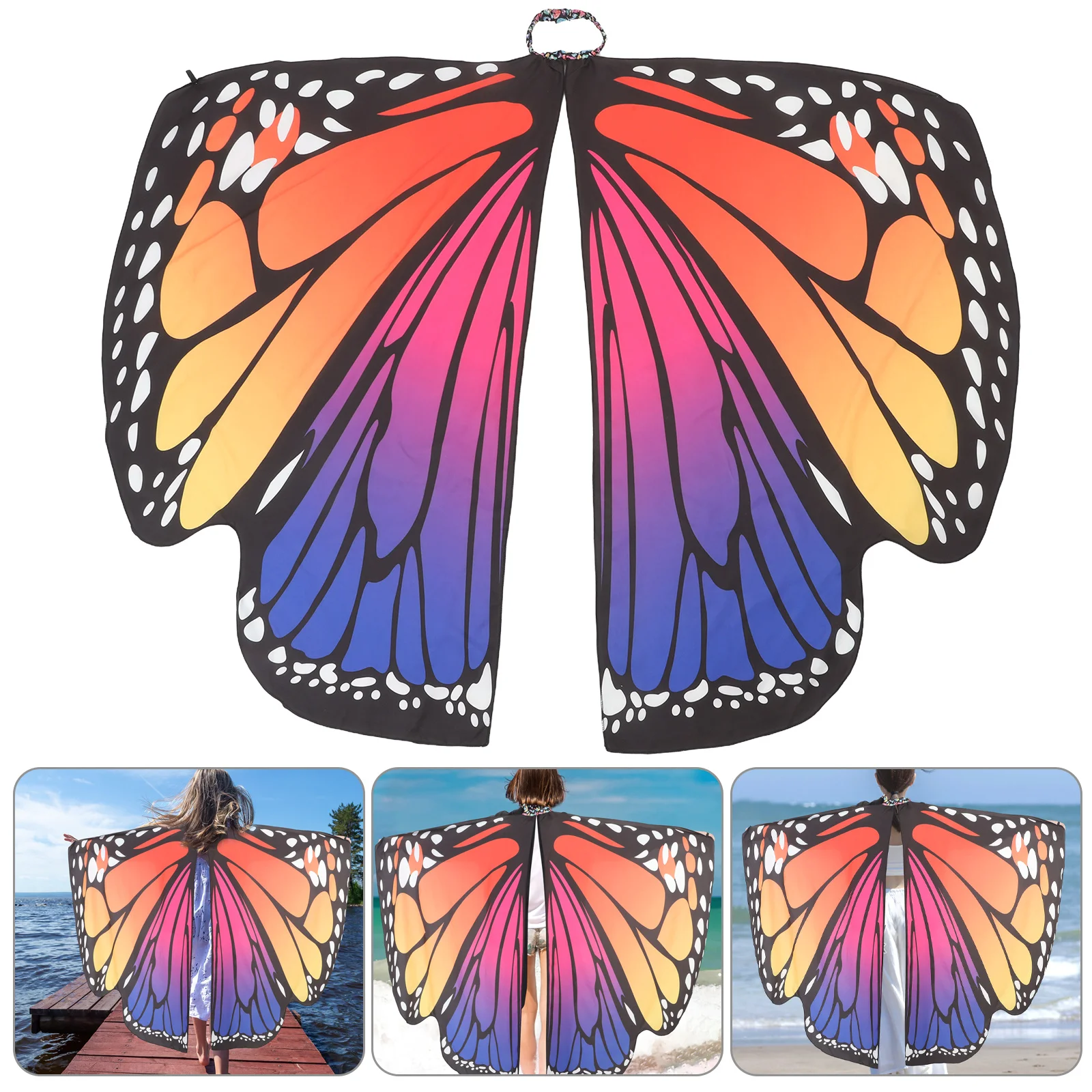 

Polyester Wing Cloak for Women Blue Rosy Animal Prints Durable Cosplay Costume Party Decoration Cloak for Women