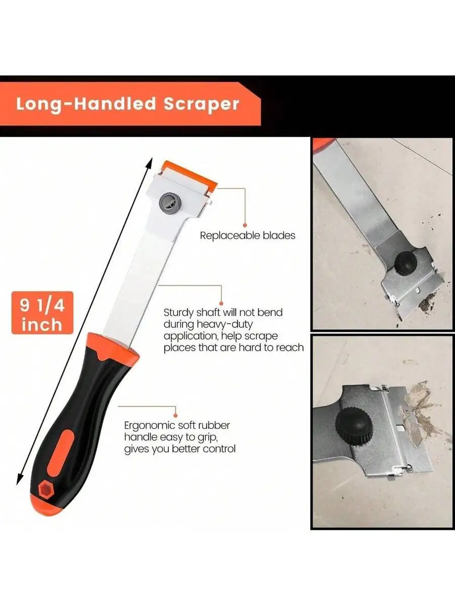 Razor Blade Scraper, Long Handled Scraper Tool With 10 Extra Replacement Blades, Razor Scraper Remover For Cleaning Sticker,