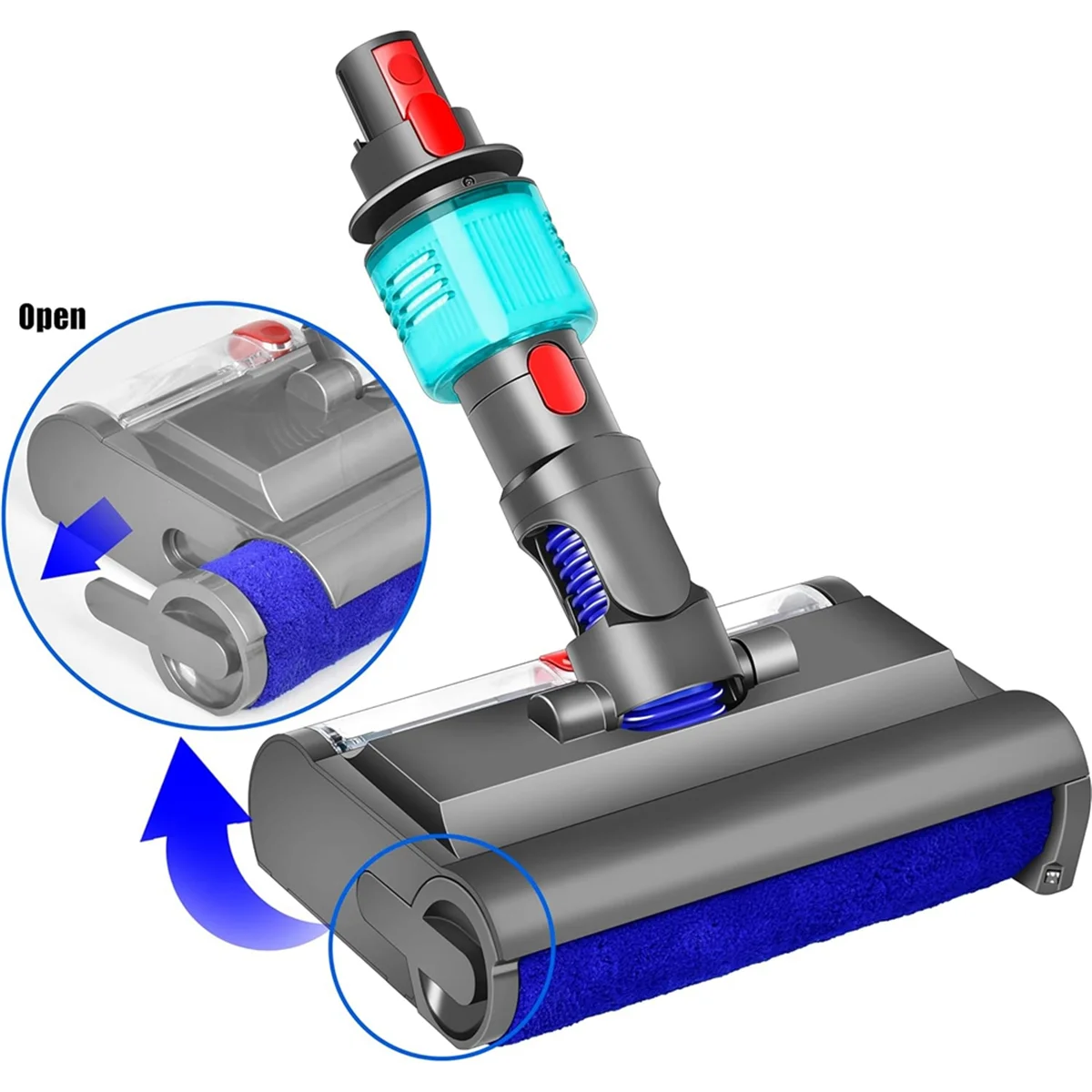 Щетка для мытья электрической насадки Dyson V7 V8 V10 V11 V15 для влажной и сухой уборки с зеленым светом очищает и сухость твердых полов