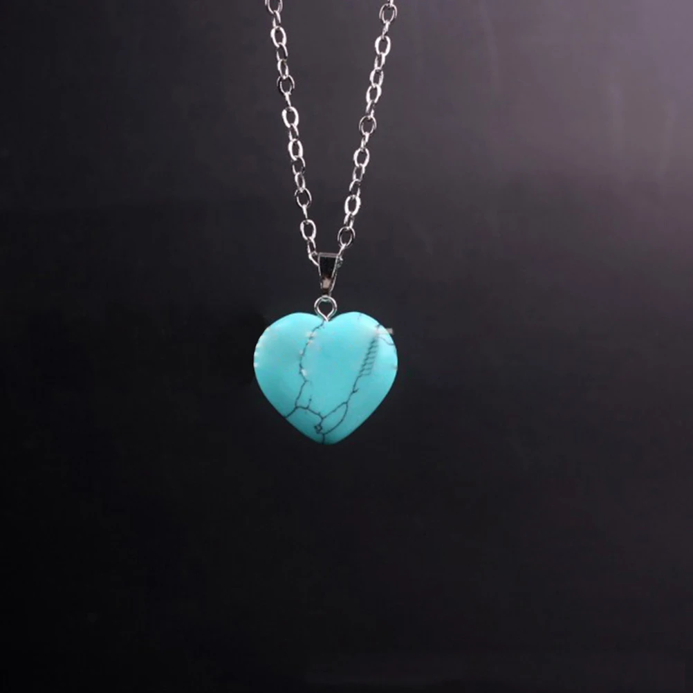 

12pcs Heart Shape Stone Pendants Smooth Artificial Various Colors Daily Wear DIY Gifts Jewelry Crafts Charms Necklaces