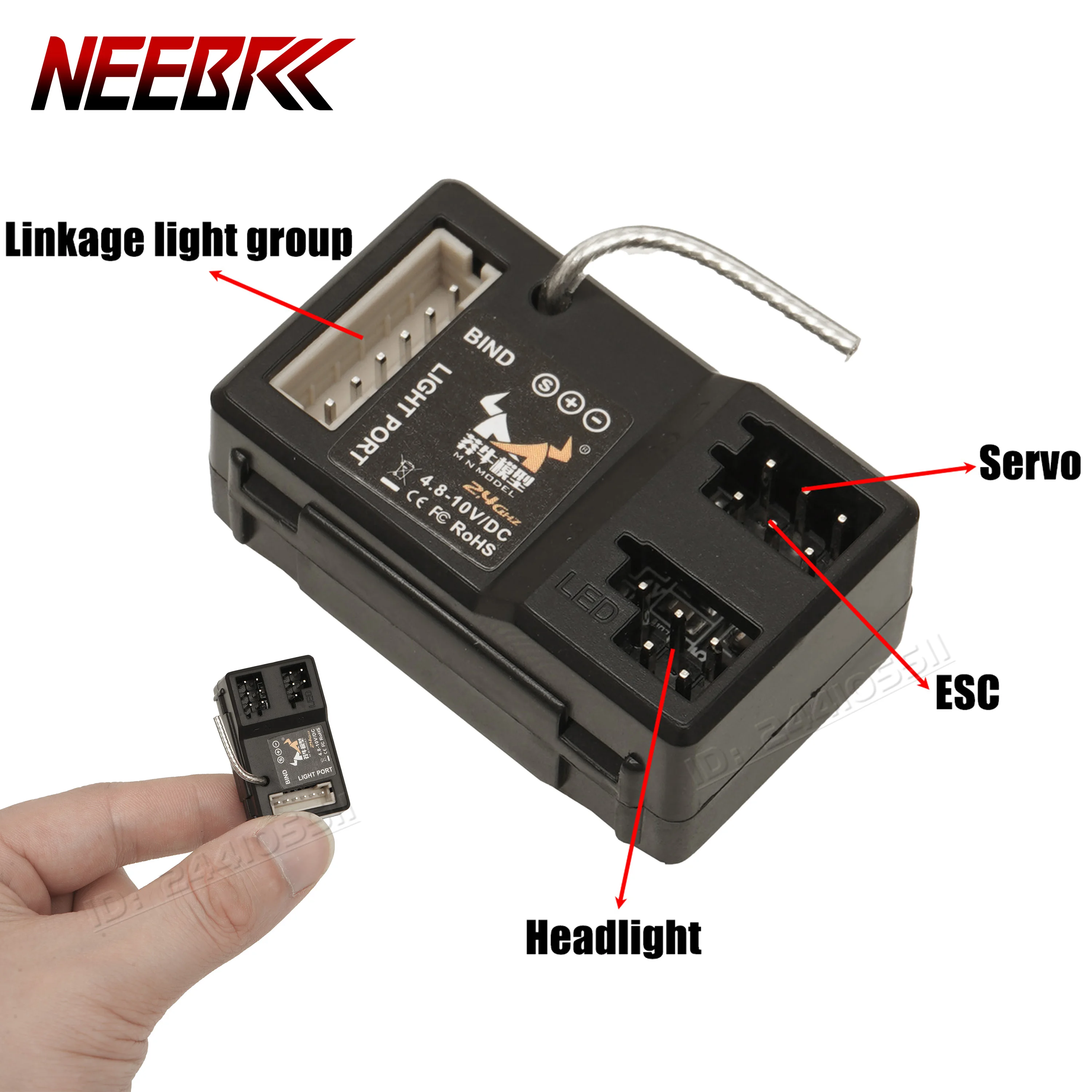 

2CH 2.4G Receiver 4.8-10V DC Linkage LED Light Group for MN Model MN82 MN82S MN78 MN99S MN128 MN168 1/12 RC Crawler Car Toy Part